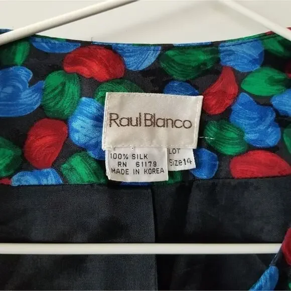 Vintage Raul Blano Silk Skirt Jacket Set size 14 - Picture 4 of 12